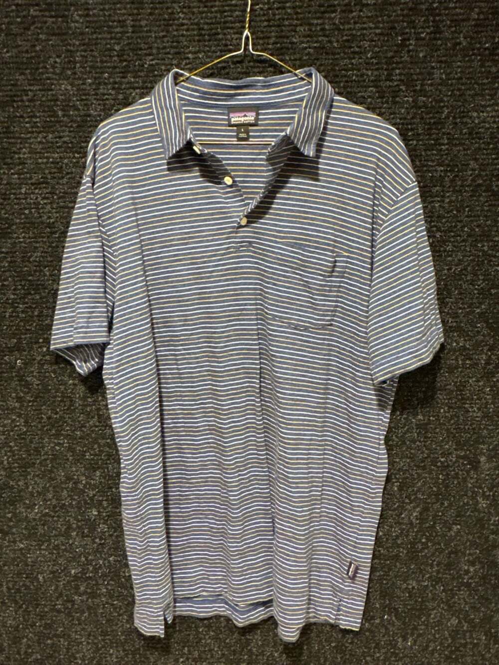 Patagonia Organic Cotton Striped Polo Shirt Size L